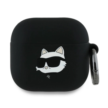 Karl Lagerfeld KLA4RUNCHK AirPods 4      cover czarny/black Silicone Choupette Head 3D