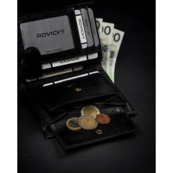 Duży, oryginalny portfel męski z naturalnej skóry licowej, RFID - Rovicky