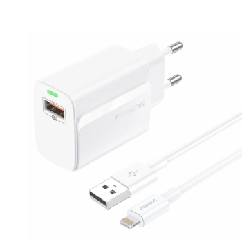 FONENG ładowarka sieciowa EU64 18W 1xUSB QC3.0 + kabel Lightning Biały