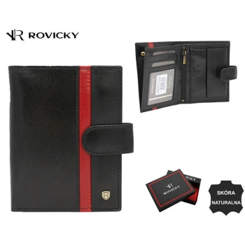 Duży, skórzany portfel męski z systemem RFID zapinany na zatrzask - Rovicky