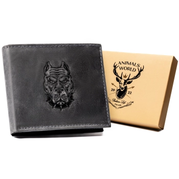 Portfel męski skórzany N992-CHM-DOG-2 BLACK