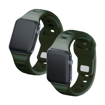 42/44/45/46/49 mm Dark Green (big) - 3mk Silicone Watch Strap for Apple