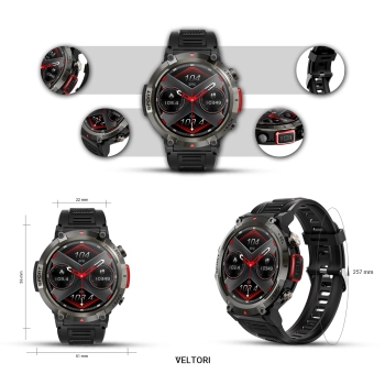 Smartwatch VELTORI VT140-1 Czarny Pasek Silikonowy