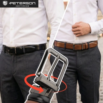 Zestaw na prezent portfel skórzany pasek dwustronny Peterson elegancki