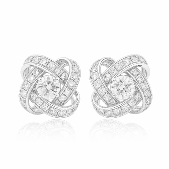 Kolczyki damskie z białego złota z diamentami, eleganckie