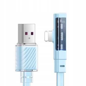 MCDODO KABEL KĄTOWY USB LIGHTNING PŁASKI 36W DO IPHONE 13 14 NIEBIESKI 1M