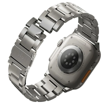 UNIQ pasek Osta Apple Watch 42/44/45/    49mm Series 1/2/3/4/5/6/7/8/9/10/SE/SE2/Ultra/Ultra 2 Stainless Steel srebrny/titanium silver