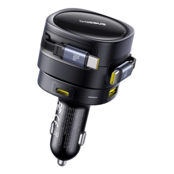 Ładowarka samochodowa Baseus Enjoyment Max 90W 2 x kabel USB-C + USB-A + USB-C - czarna