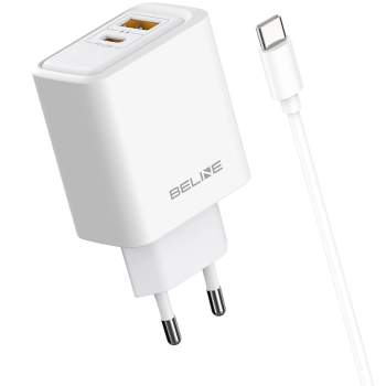 Ładowarka sieciowa Beline 45W GaN        USB-A/USB-C + kabel USB-C/USB-C BLN2CW45C biały