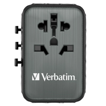 Verbatim Adapter podróżny EU/UK/US GaN2xUSB-A/2xUSB-C PD 65W UTA-05 czarny/black 32120