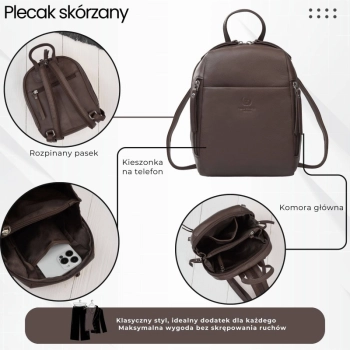 Plecak damski skórzany Paolo Peruzzi miejski elegancki mały