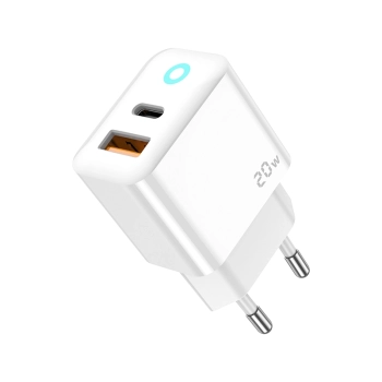 JELLICO ładowarka sieciowa EU11 PD 20W 1xUSB-C + 1xUSB QC3.0 + kabel USB-C - Lightning Biały