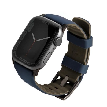 UNIQ pasek Linus Apple Watch Series1/2/3/4/5/6/7/8/9/SE/SE2/Ultra/Ultra 2 42/44/45/49mm. Airosoft Silicone niebieski/nautical  blue