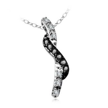 Wisiorek z czarnymi i białymi diamentami elegancki