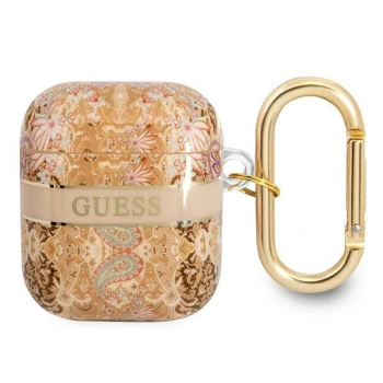 Guess  GUA2HHFLD AirPods 1/2 cover złoty/gold Paisley Strap Collection