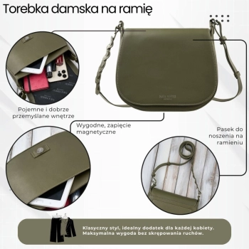 Torebka damska skórzana Paolo Peruzzi listonoszka oliwkowa
