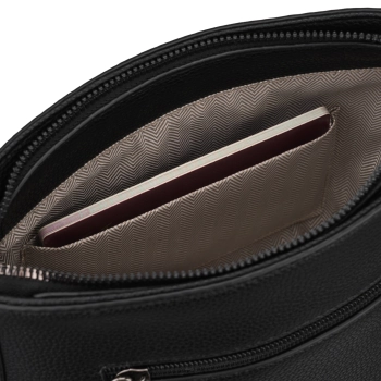 Torebka damska listonoszka na ramię crossbody szeroki pasek czarna Peterson
