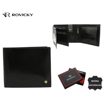 Elegancki, skórzany portfel męski bez zapięcia zewnętrznego - Rovicky