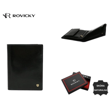 Duży, skórzany portfel męski bez zapięcia - Rovicky