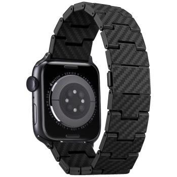 Pasek PITAKA Carbon Fiber Retro do Apple Watch 1/2/3/4/5/6/7/8/9/10/11/SE/SE 3/Ultra/Ultra 2/Ultra 3 czarno szary