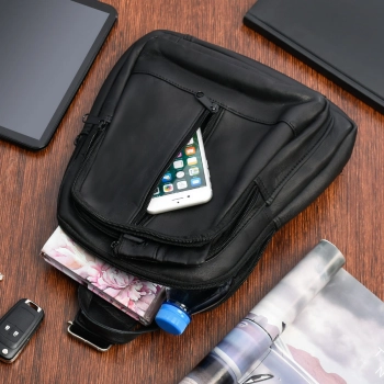 Plecak skórzany crossbody na jedno ramię Bellugio - czarny