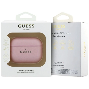 Etui Guess Grained Classic Logo do       AirPods Pro 3 różowy