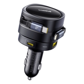 Ładowarka samochodowa Baseus Enjoyment Max 90W 2x USB-C + kabel USB-C i Lightning - czarna