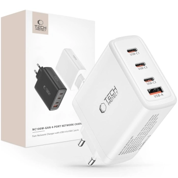 TECH-PROTECT NC100W-GAN 4-PORT NETWORK CHARGER PD100W/QC3.0 WHITE