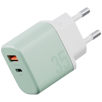 Ładowarka sieciowa Bazic GoPort Velox    Kit USB-C/USB-A GaN 35W z kablem zielony