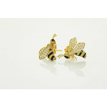 Kolczyki osy z diamentami w 18k złocie elegancka biżuteria