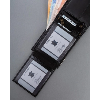 Skórzany portfel męski czarny elegancki skóra naturalna poziomy RFID