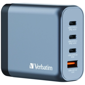 Verbatim Ładowarka sieciowa GaN 140W3xUSB-C/USB-A + Adapter EU/UK/US GNC-140 32203
