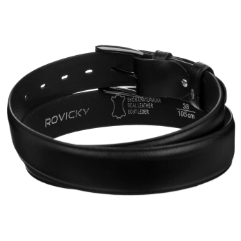 Skórzany pasek męski z tradycyjną srebrną klamrą - Rovicky