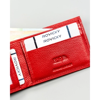 Portfel skórzany na karty elegancki czerwony RFID elegancki