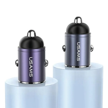 USAMS Ład. sam. 1xUSB+1xUSB-C C38 30WPD Fast Charge z wbudowanym pieścieniem stalowy/tarnish CC206CC01 (US-CC206)