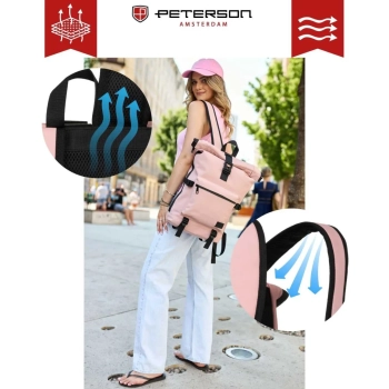 Plecak damski Peterson roll-top wodoodporny na laptop 15.6 miejski 17L