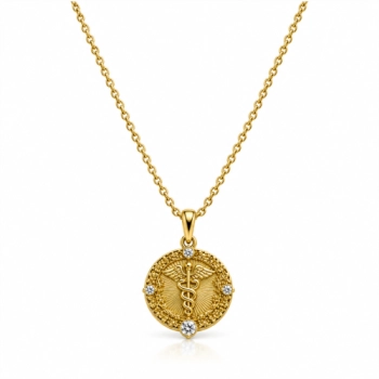 Amulet Zdrowia zdobiony białymi kryształkami Preciosa (C26/TAL/35AU)