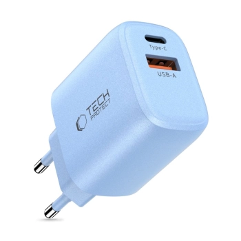 Ładowarka sieciowa Tech-Protect NCA30 PD 30W QC3.0 USB-A / USB-C - niebieska