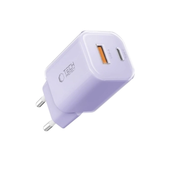 Ładowarka sieciowa Tech-Protect NCM33 PD 33W QC3.0 USB-C / USB-C - fioletowa