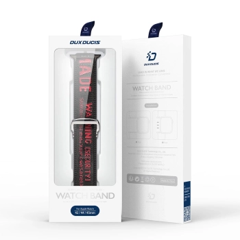 Dux Ducis Strap (Outdoor Version) pasek Apple Watch Ultra, SE, 9, 8, 7, 6, 5, 4, 3, 2, 1 (49, 45, 44, 42 mm) nylonowa opaska bransoleta czarno-czerwon
