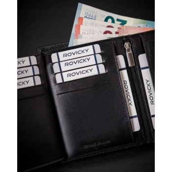 Portfel męski wyposażony w system RFID wykonany ze skóry naturalnej - Rovicky