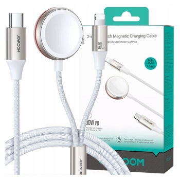 Szybko ładująca magnetyczna ładowarka do Apple Watch 2w1 Joyroom S-IW012 30W 1,5m (biała)