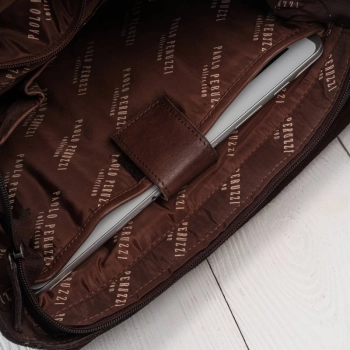Torba męska na laptopa skórzana brązowa do pracy A4 Paolo Peruzzi SL-14-BR