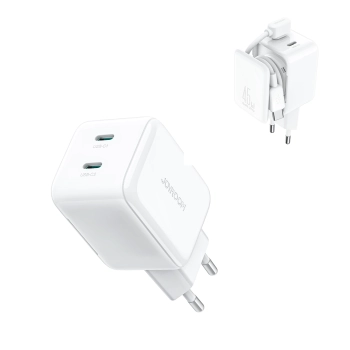 Ładowarka sieciowa Joyroom JR-TCL05 45W GaN z organizerem na kabel - biała