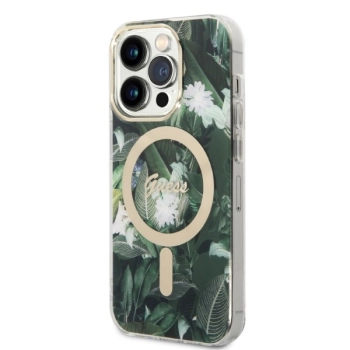 Zestaw Guess GUBPP14LHJEACSA Case+ Charger iPhone 14 Pro 6,1 zielony/green hard case Jungle MagSafe
