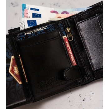 Mały, skórzany portfel męski z systemem RFID — Peterson