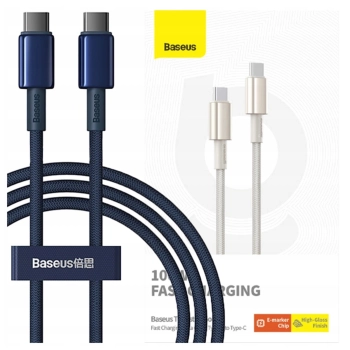 Kabel USB-C do USB-C Baseus Tungsten Gold, 100W, 1m (niebieski)