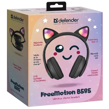Defender słuchawki Bluetooth Freemotion B585 Led czarny/black (63586)