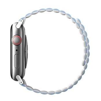 UNIQ pasek Revix Apple Watch Series1/2/3/4/5/6/7/8/9/SE/SE2/Ultra/Ultra 2 42/44/45/49mm. Reversible Magnetic biały-niebieski/white-blue