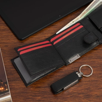 Portfel męski ze skóry z RFID Bellugio - czarny